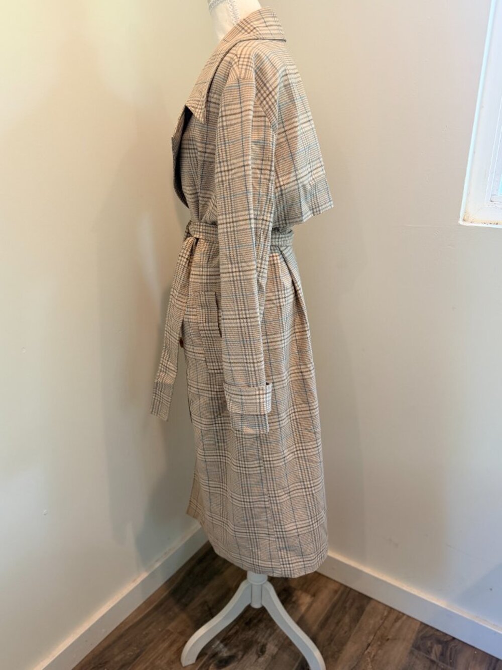 Bagatelle Plaid Relaxed Duster Trench Coat M - Picture 6 of 9